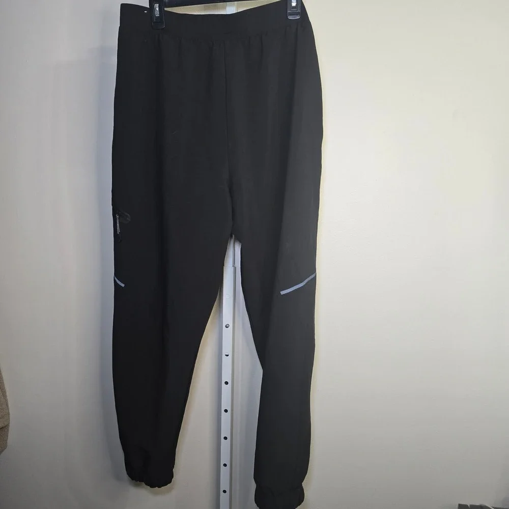 Reebok Mens Black Reflective Performance Jogger Pants Athletic Trousers XL